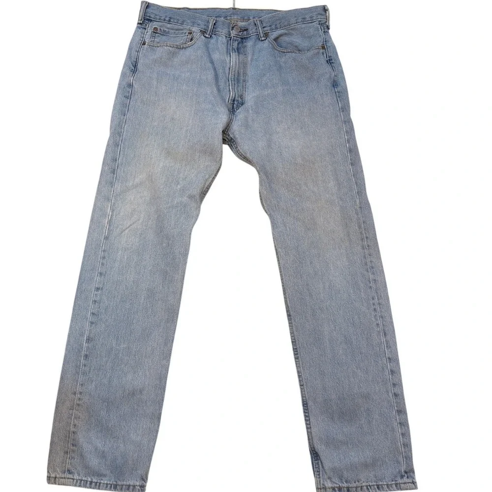 Levi's 505 Regular Fit Jeans 36x34 Mens Straight Leg Light Wash Blue